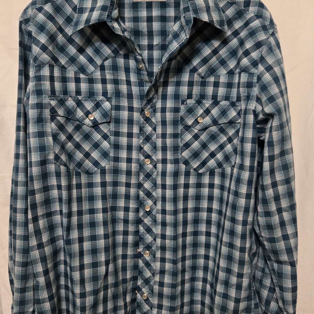 Wrangler Teal Checkered Men's Shirt